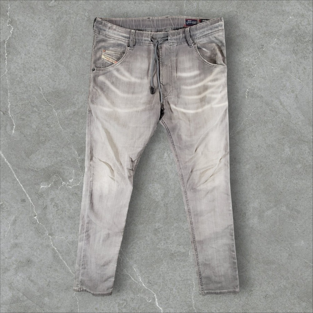 Diesel Krooley Jogg Jeans Men 30 Grey Tapered Hybrid Denim Sweatpants Drawstring